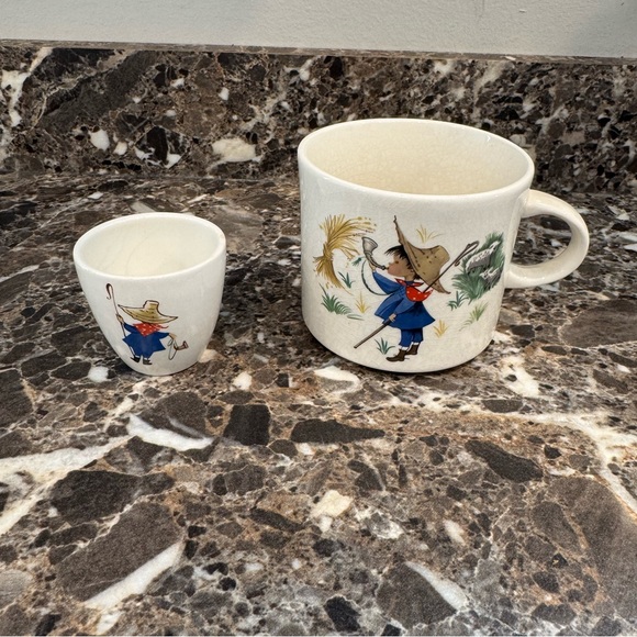 Vintage - Set of 3 Arklow Pottery - Little Boy Blue Nursery Plate, Mug & Egg Cup - Picture 3 of 4